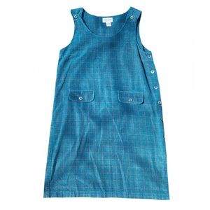 SOLD Vintage Alfred Dunner Plaid Sleeveless Pullover Button Dress 90s Smock